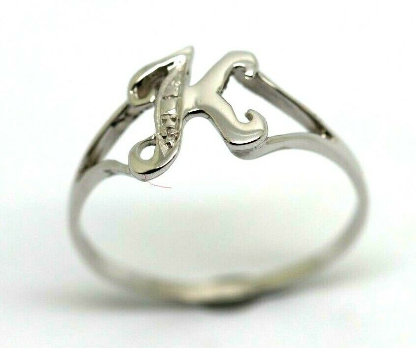 Genuine Delicate 9ct 375 Yellow, Rose or White Gold Initial Ring K