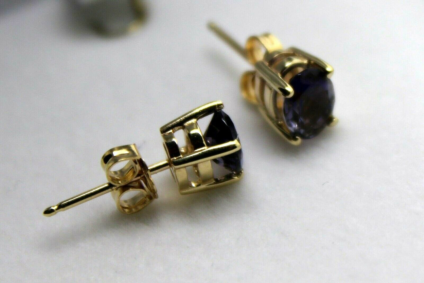 Genuine 9ct 9K Yellow Gold Amethyst Oval Stud Earrings