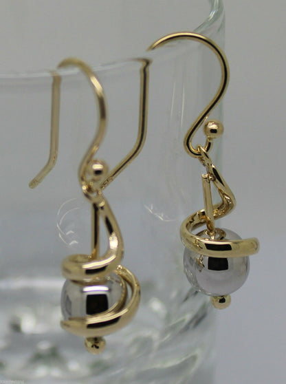 Kaedesigns New 9ct 9k Yellow & White Gold 8mm Swirl Ball Earrings