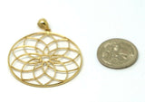Genuine 9ct Yellow Gold Flower of Life Pendant + Belcher Necklace