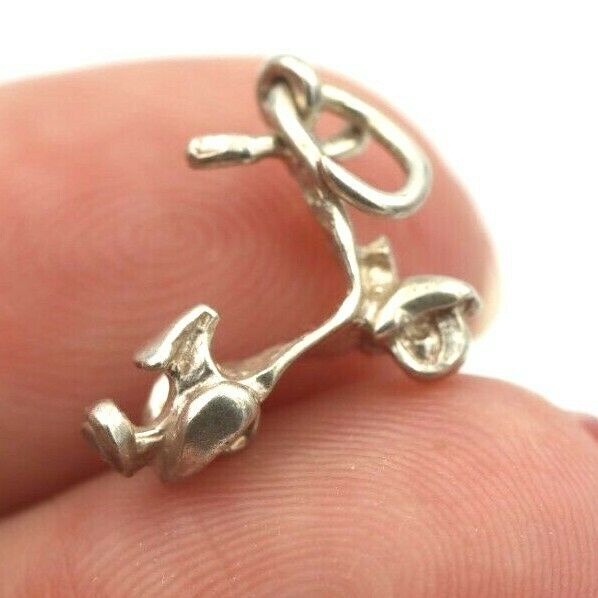 Sterling Silver Small Scooter Charm or Pendant + jump ring