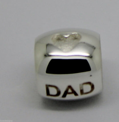 Kaedesigns,Genuine 9ct Yellow Or Rose Or White Gold Or Silver Dad Bead Charm