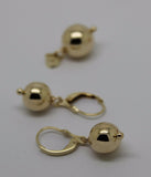 Genuine 9ct 9k Yellow, Rose or White Gold 12mm Plain Ball Pendant & 10mm Earrings Set