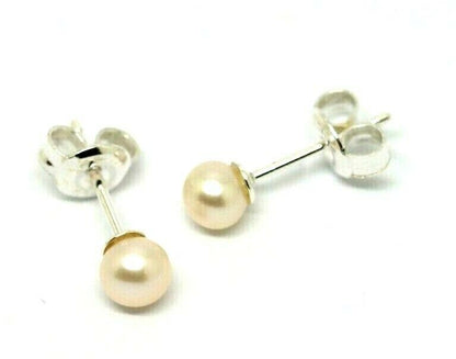 Sterling Silver Ball 4mm Freshwater White Pearl Ball Earrings