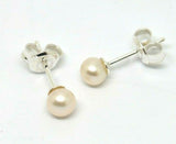 Sterling Silver Ball 4mm Freshwater White Pearl Ball Earrings