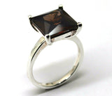 Sterling Silver Brown Square Cubic Zirconia Ring