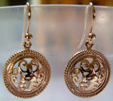 Kaedesigns, Heavy 9ct Yellow Or White Or Rose Gold  Filigree Round Hook Earrings