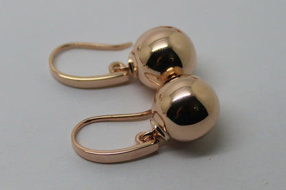 Kaedesigns, 9ct Yellow Or White Or Rose Gold 12mm Hook Euro Ball Drop Earrings