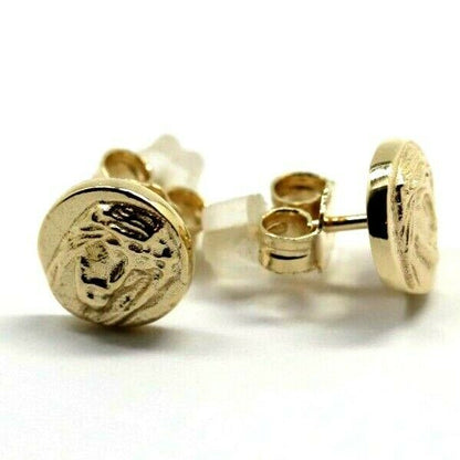 Genuine 9ct 9k Yellow Gold 9mm Stud Jesus Earrings *Free Post