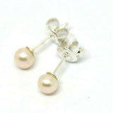 Sterling Silver Ball 4mm Freshwater White Pearl Ball Earrings
