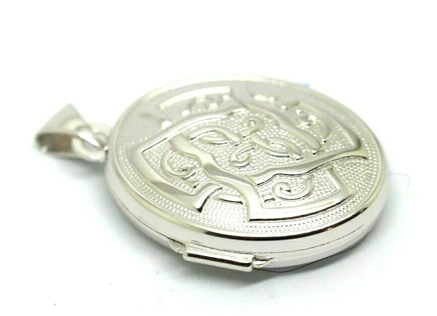 Genuine Sterling Silver 925 Oval Celtic Locket Pendant With 2 Photos