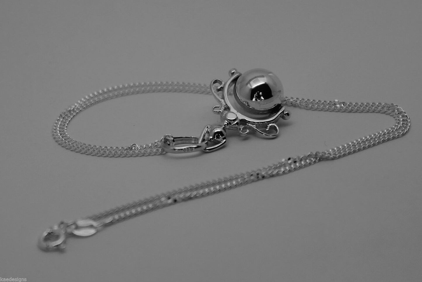 Kaedesign, Sterling Silver Chain Belcher 45cm Necklace & Ball Spinner Pendant