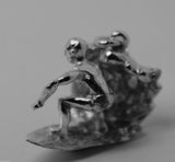 Kaedesigns New 9ct 9k White Gold Heavy Surfer On Wave 3D Pendant Or Charm