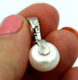 Genuine Sterling Silver Freshwater Cultured Button Pearl Pendant with Enhancer