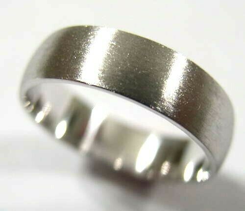 Size V, Genuine Matt Finish 9ct 9K Solid White Gold Wedding Band Ring