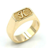 Genuine 9ct 9k Yellow, Rose or White Gold Engraved With Your Initial Signet Ring (Size J to O)