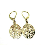 Continental Hooks 9ct Solid Yellow, Rose or White Gold Antique Oval Filigree Drop Earrings