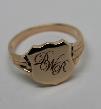 Genuine 9ct Solid Yellow, Rose or White Gold Large Signet Ring In Your Size P Plus Engraving 3 Initials