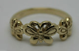 Genuine Solid 9ct White Or Rose Or Yellow Gold Butterfly Ring 282 Choose Size