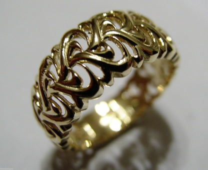 Genuine  9ct 375 Solid Rose Or Yellow Or White Gold Flower Filigree Ring In Your Size