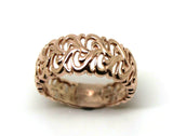 Genuine Size O 9ct Yellow, Rose or White Gold Wide Flower Filigree Ring