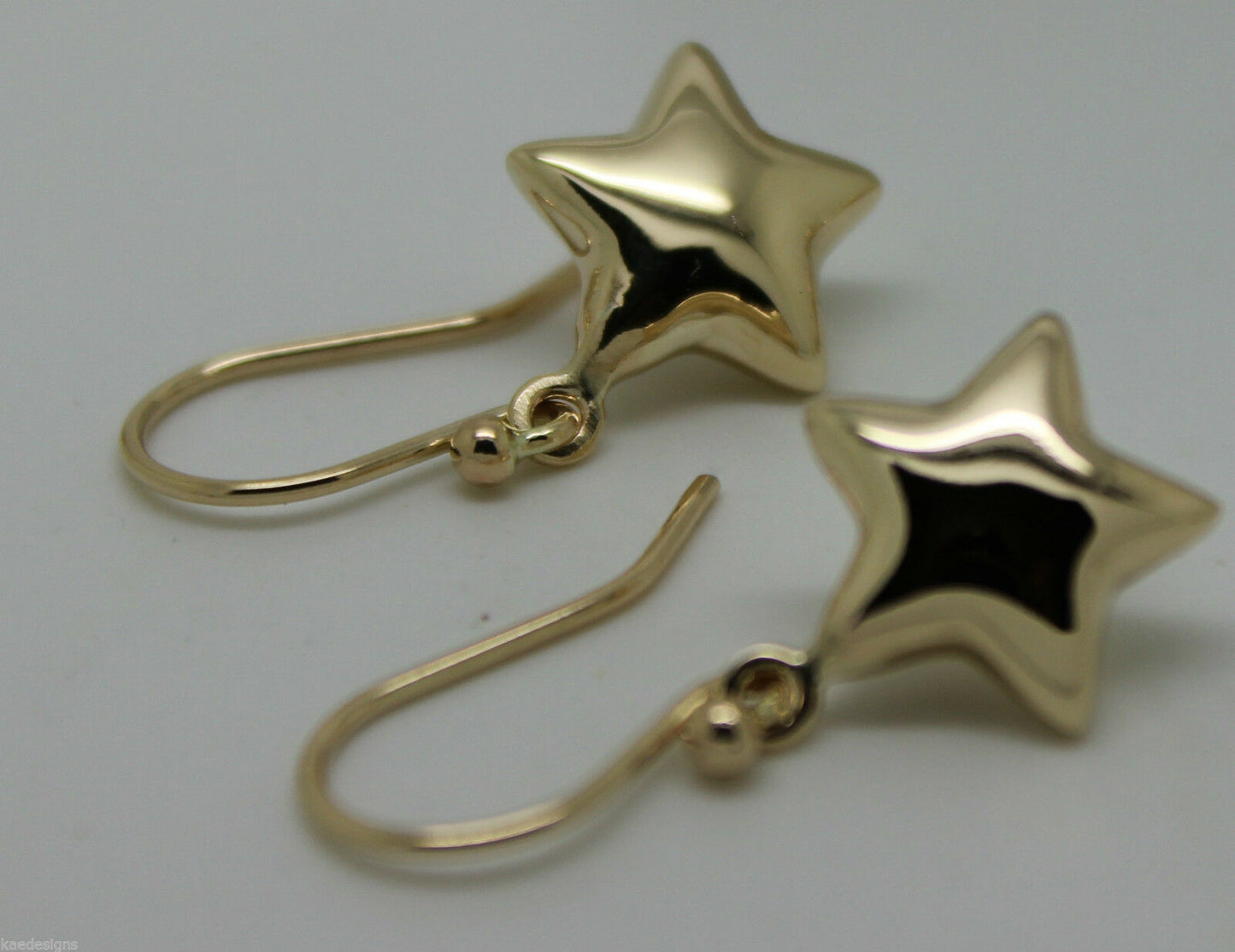 Kaedesigns, 9ct Yellow Or White Or Rose Gold Bubble Drop Star Hook Earrings