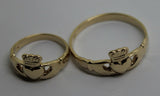 Genuine His & Hers Set Solid 9ct Yellow Gold Celtic Claddagh Wedding Bands Couple Rings