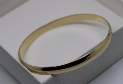 Genuine 9ct 9kt FULL SOLID Heavy Yellow, Rose or White gold 5mm wide half round Bangle 65mm inside diameter