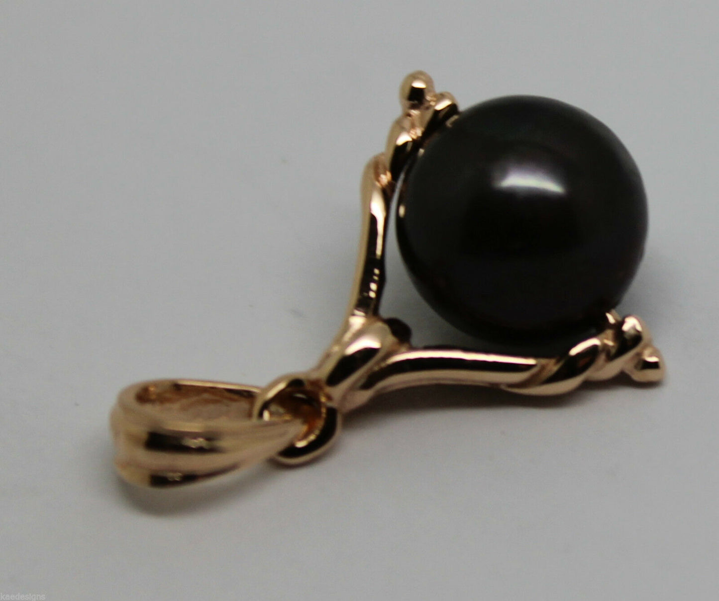 Genuine New 9ct Solid Yellow, Rose Or White Gold 10mm Black Ball Pearl Spinner Pendant