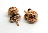 New 9ct Yellow, Rose or White Gold 8mm Filigree Stud Half Ball Earring