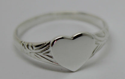 Kaedesigns New Size H Sterling Silver Heart Signet Ring