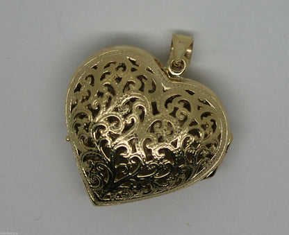 Kaedesigns 9ct 9k Yellow Gold Huge Heavy Filigree Heart Pendant Locket