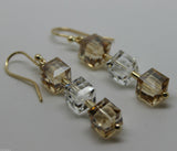 Kaedesigns, Genuine 9ct 9k Yellow Gold 8mm Crystal Earrings