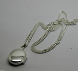 Sterling Silver Oval Locket Pendant 2 Photos & 55cm Silver Chain