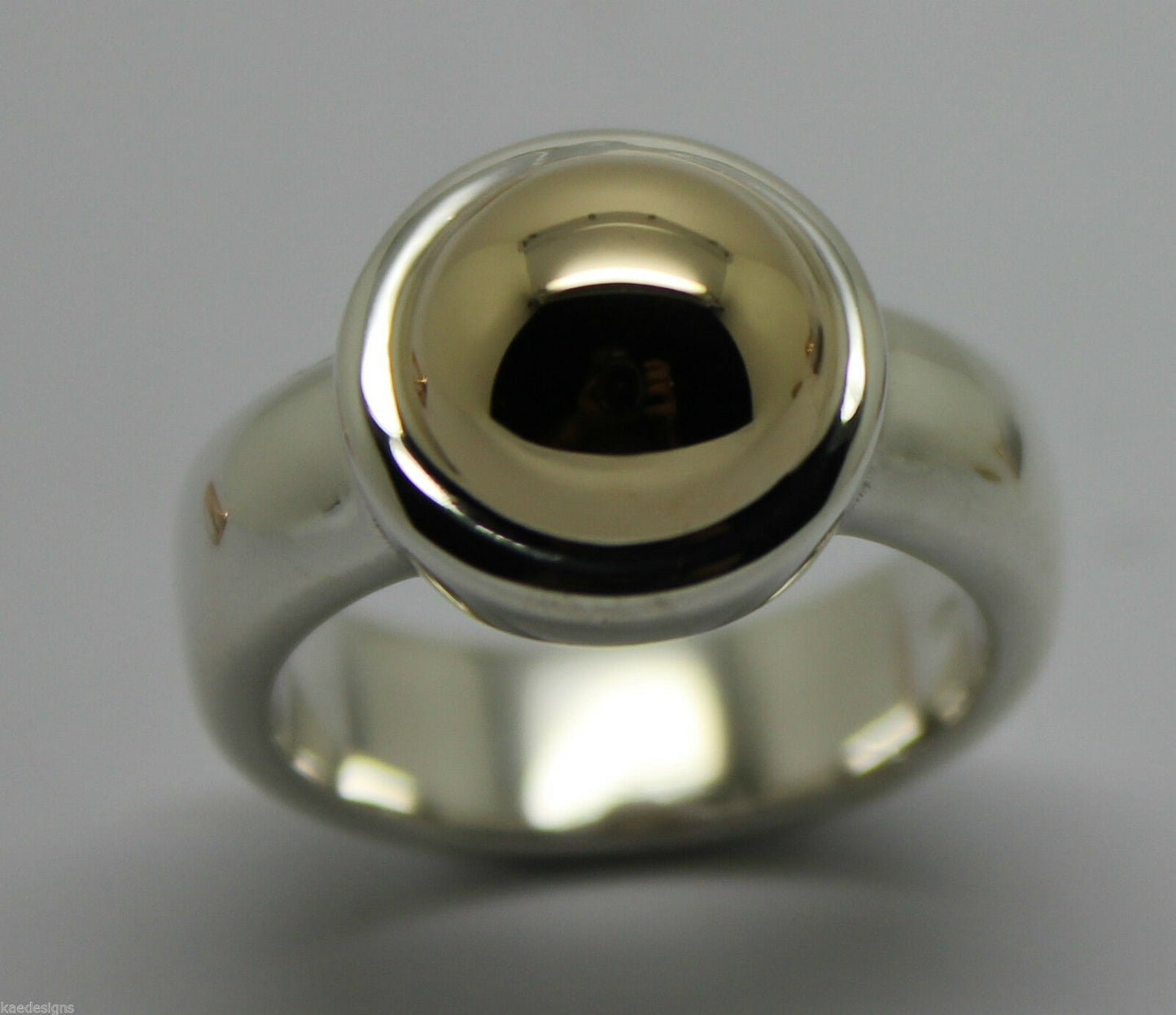 Size Q 1/2  Kaedesigns New Genuine Sterling Silver & 9ct Yellow Gold Half Ball Ring