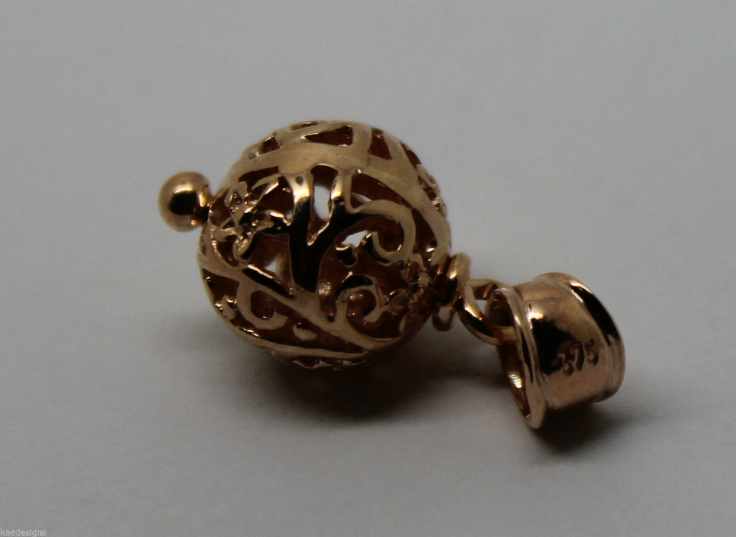 Genuine 9ct Yellow Gold or White Gold or Rose Gold 10mm Filigree Ball Pendant