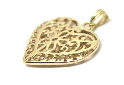 Kaedesigns Genuine 18ct Large Yellow, Rose or White Gold Filigree Double Sided Heart Pendant