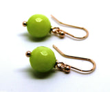 9ct Rose Gold 10mm Agate Lime Faceted Ball Earrings