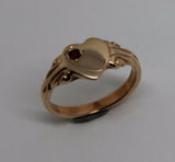 Genuine Solid 9ct Rose Gold Ruby Stone Heart Signet Ring -July Birthstone