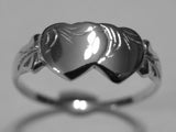Size M - Kaedesigns, Solid New Sterling Silver Double Heart Signet Ring
