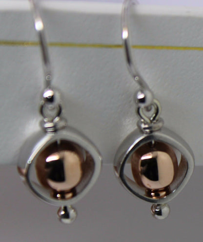 Kaedesigns Genuine 9ct 9kt White & Rose Gold 375 Belcher Ball Drop Earrings