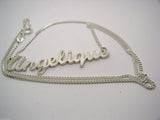 Genuine Sterling Silver Curb Link Or Belcher Chain + Large Name Plate Pendant