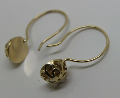 Kaedesigns New 9ct Yellow, Rose or White Gold 10mm Half Ball Hook Filigree Earrings