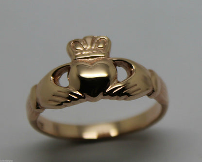 Genuine 9ct 375 Solid Yellow, Rose or White Gold Claddagh Celtic Friendship Ring In Your