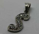 9ct Genuine Solid White Gold Initial Pendant Letter S*Free  Postage In Oz