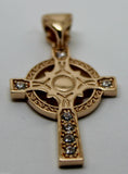 Kaedesigns, 9ct Yellow Or Rose Or White Gold Celtic Cross Pendant With Stones