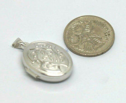 Genuine Sterling Silver 925 Oval Celtic Locket Pendant With 2 Photos