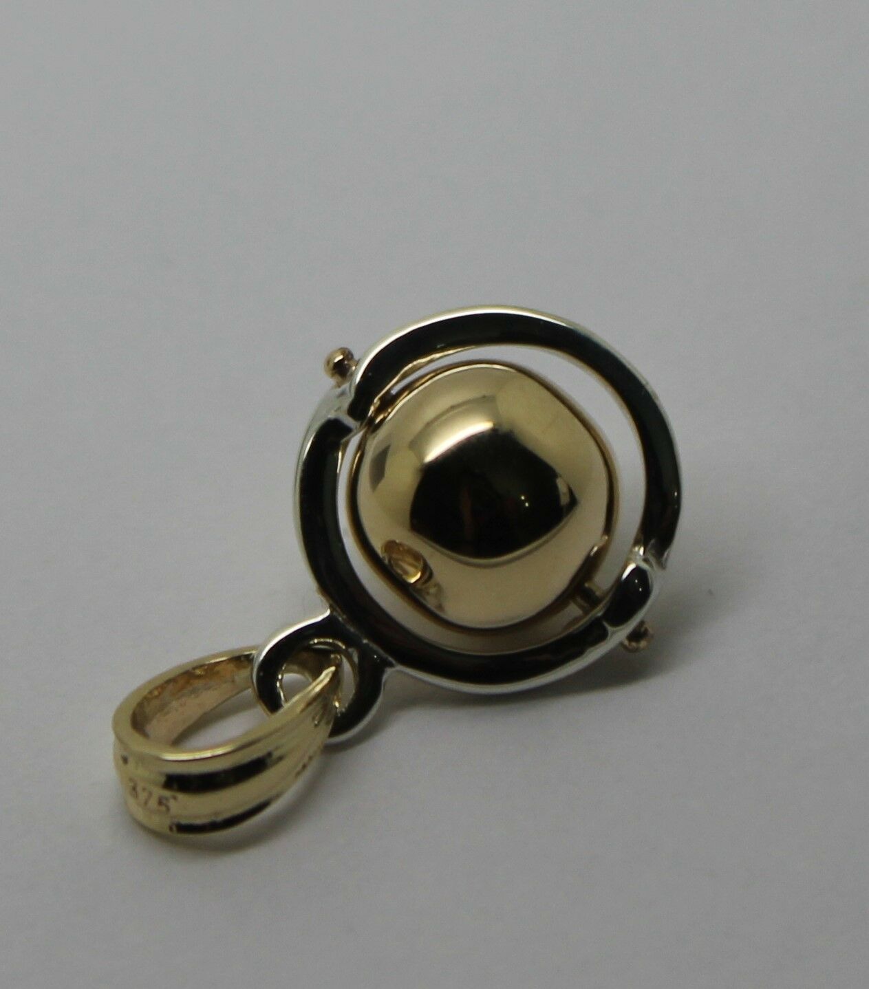 Genuine Sterling Silver & 9ct Yellow Gold Ball 8mm Ball Pendant