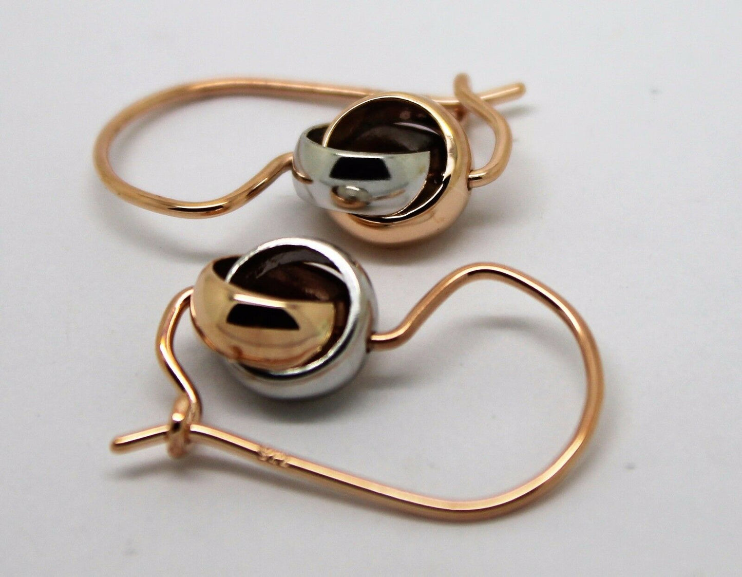 Kaedesigns New Genuine 9ct 8mm Rose & White Gold Belcher Spinning Earrings