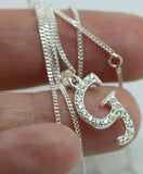 Sterling Silver Cubic Zirconia Initial G Pendant with 45cm + 5cm Extender Chain